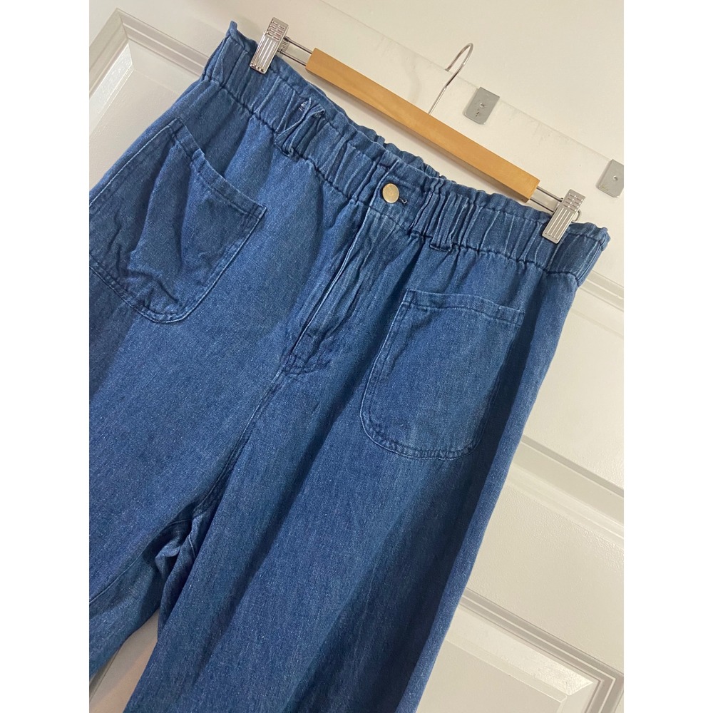 Emerson Fry Organic Cotton Indigo Wide Leg  Denim Pants Blue XL luxury raw hem